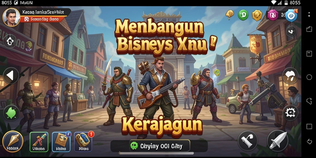 Screenshot menunjukkan pemain mengelola bisnis dengan antarmuka yang menarik.