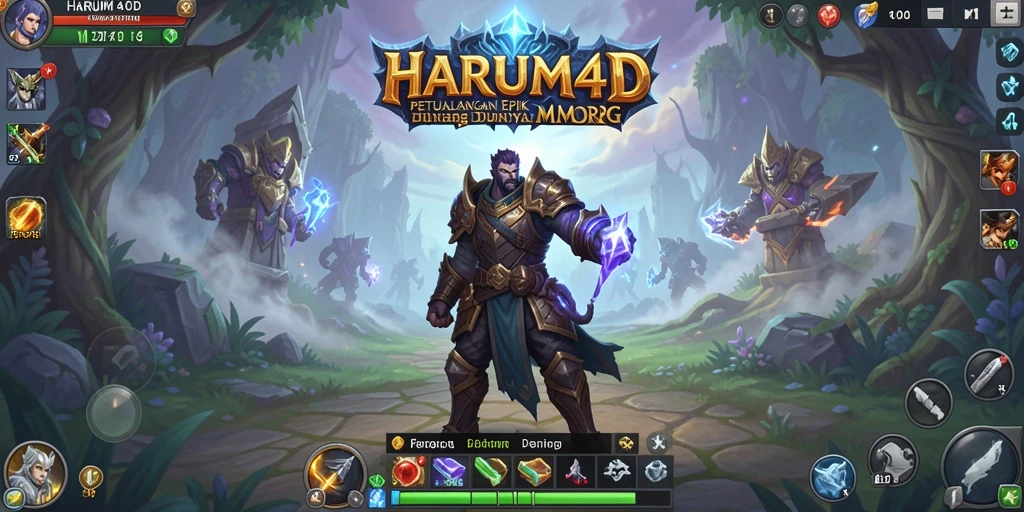 Tangkapan layar gameplay HARUM4D yang menunjukkan aksi seru di dunia MMORPG.