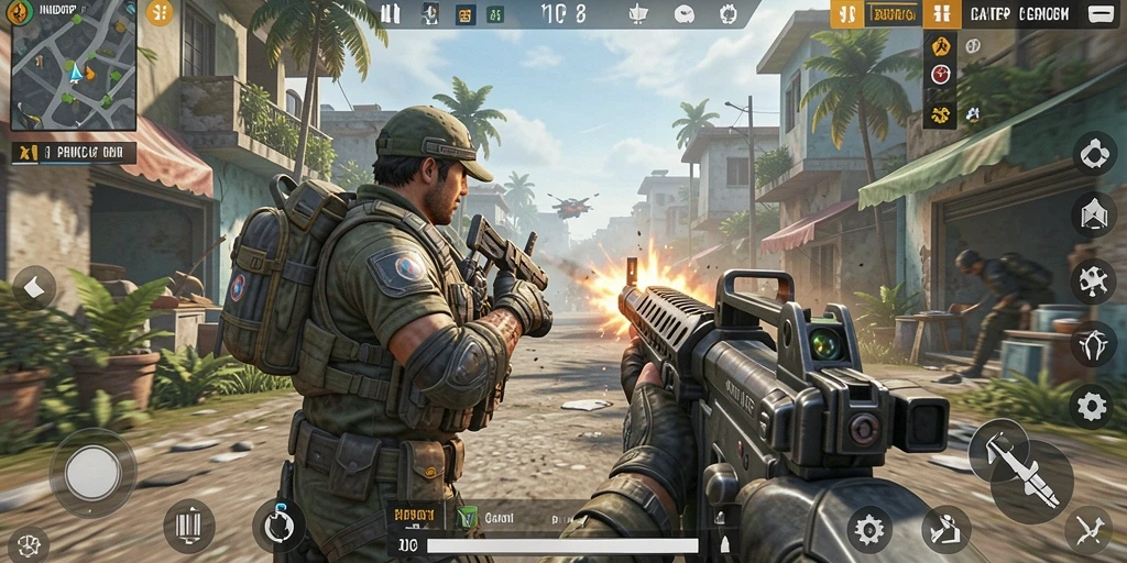 Gambaran gameplay seru dalam INDORP yang menampilkan aksi TPS.