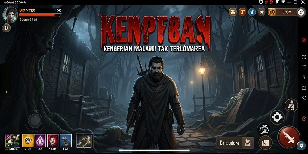 Tampilan gameplay menegangkan dengan kegelapan dan makhluk mengerikan.