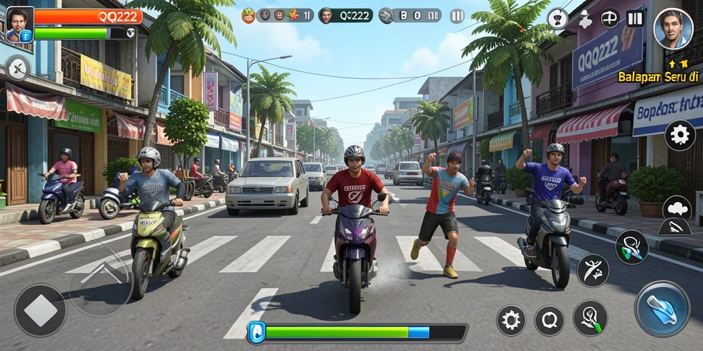 Tampilan utama gameplay QQ222 dengan adrenalin balap yang memukau.