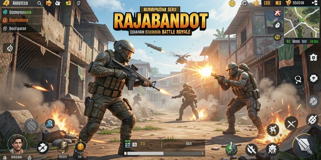 Screenshot gameplay dari pertempuran seru di RAJABANDOT.