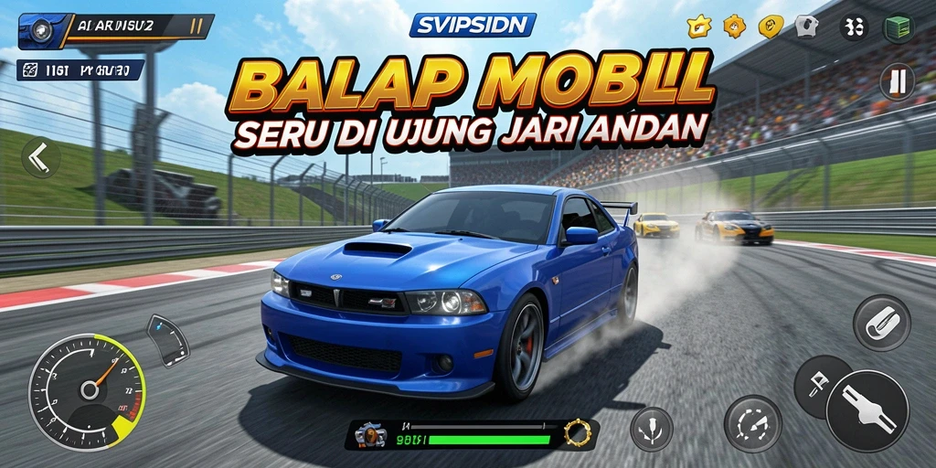 Screenshot gameplay SVIPSIDN menampilkan aksi balap yang mendebarkan.