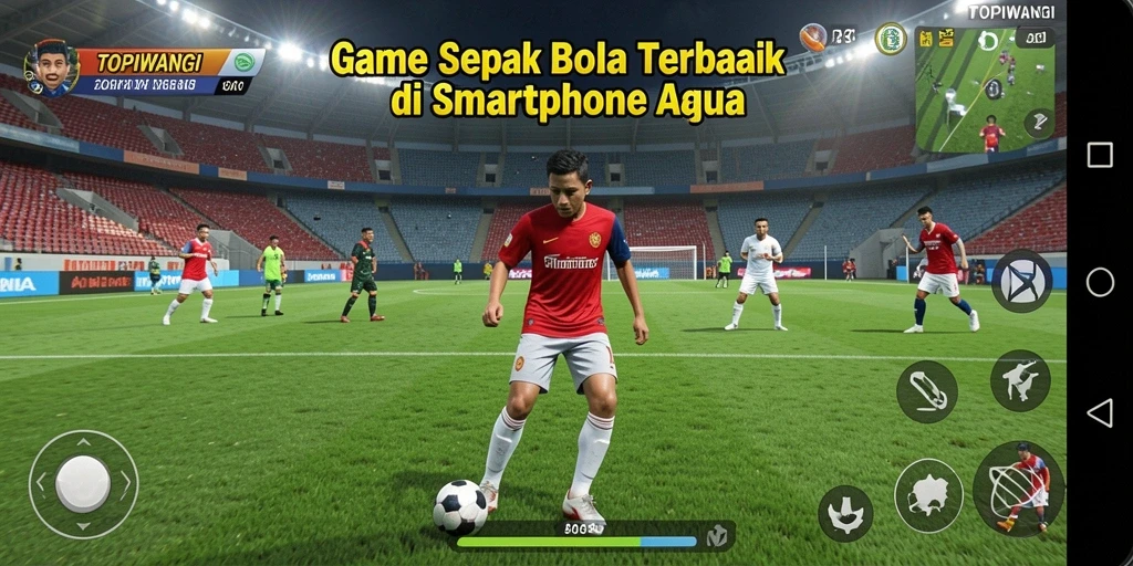 Tampilan gameplay seru dalam game sepak bola TOPIWANGI.
